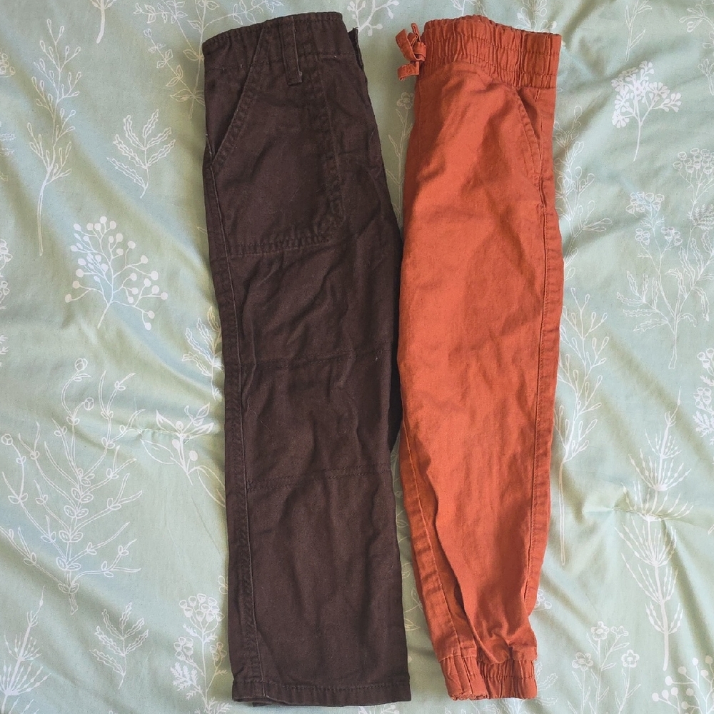 Brown and Orange Casual Pants Set